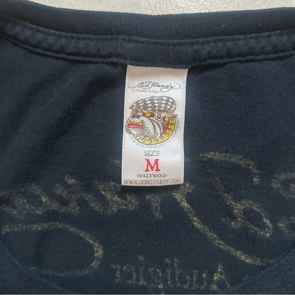 "Love Life" Rose Heart graphic T-shirt black Ed Hardy by Christian Audigier - Picture 3 of 10
